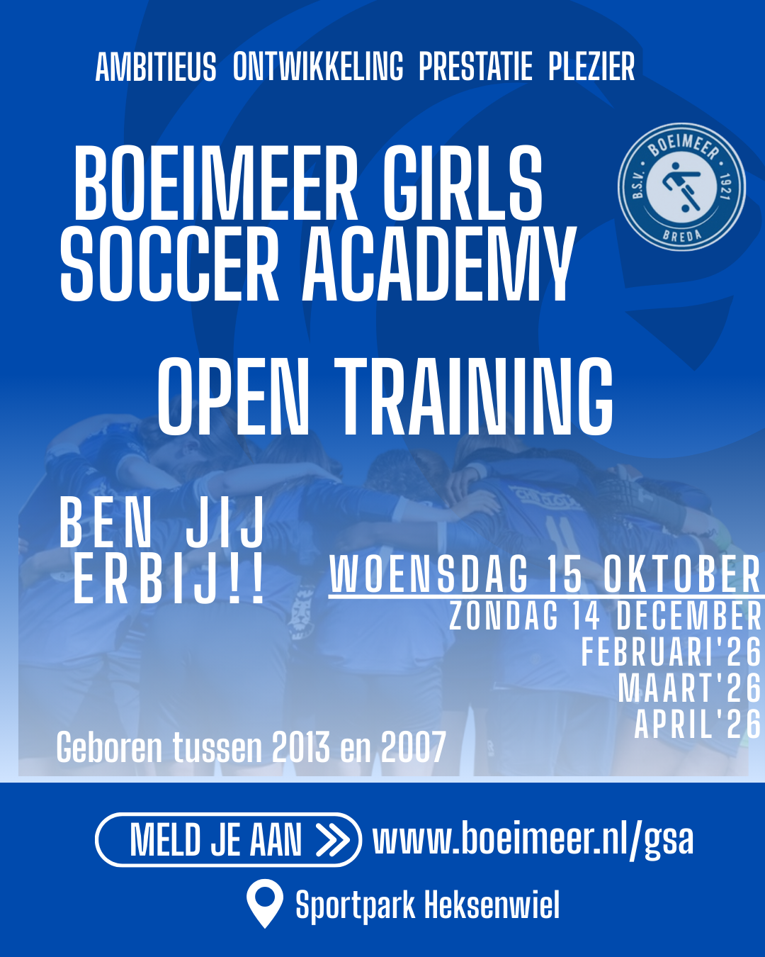 De Girls Soccer Academy organiseert open trainingen