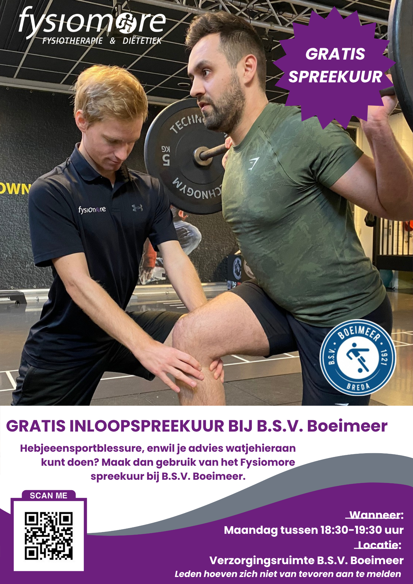 Samenwerking  BSV Boeimeer - Fysiomore gratis spreekuur